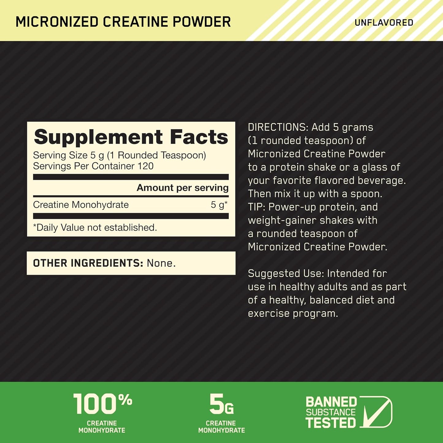 Micronized Creatine Monohydrate Powder, Unflavored, 120 Servings, 600 Grams (Packaging May Vary)