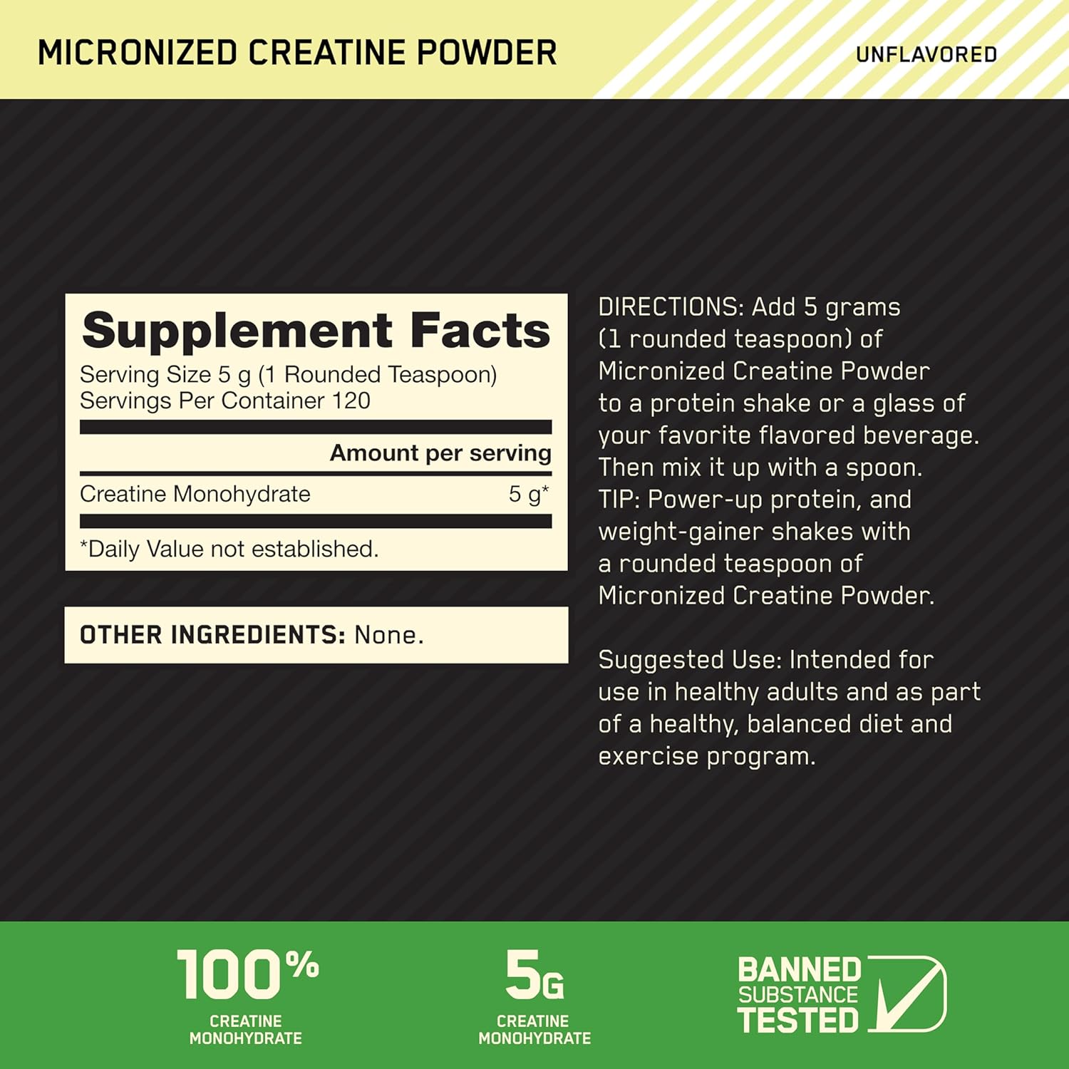 Micronized Creatine Monohydrate Powder, Unflavored, 120 Servings, 600 Grams (Packaging May Vary)